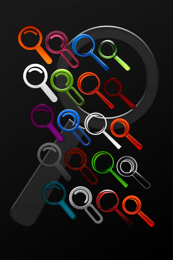 25 Colorful Search Icons - Scalable - Web Icons