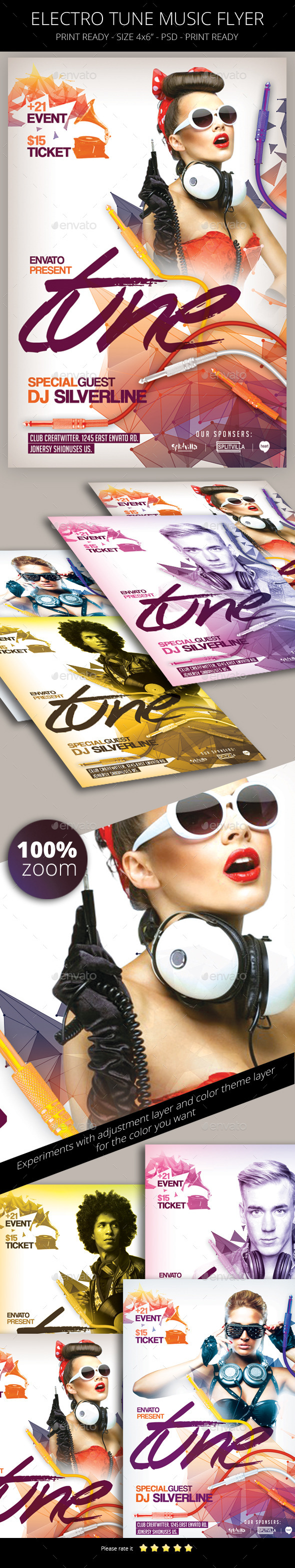 Electro Tune Music Flyer Template - Clubs & Parties Events