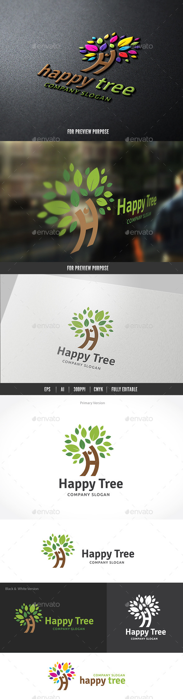 Happy Tree - Nature Logo Templates