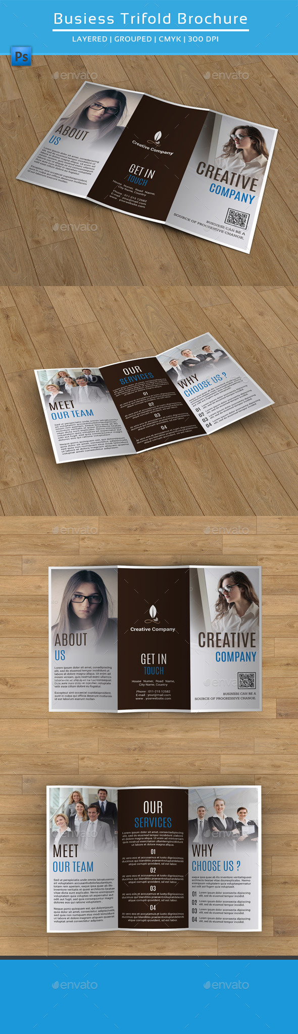 Clean Business Trifold Brochure-V181 - Corporate Brochures