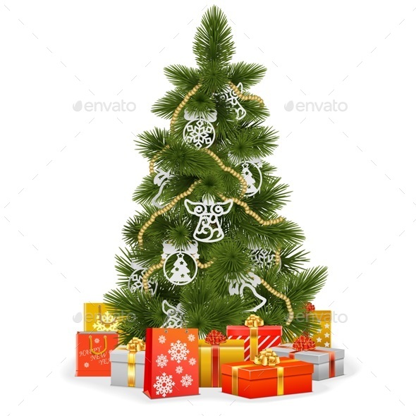 Christmas Tree with Paper Decorations - Christmas Seasons/Holidays