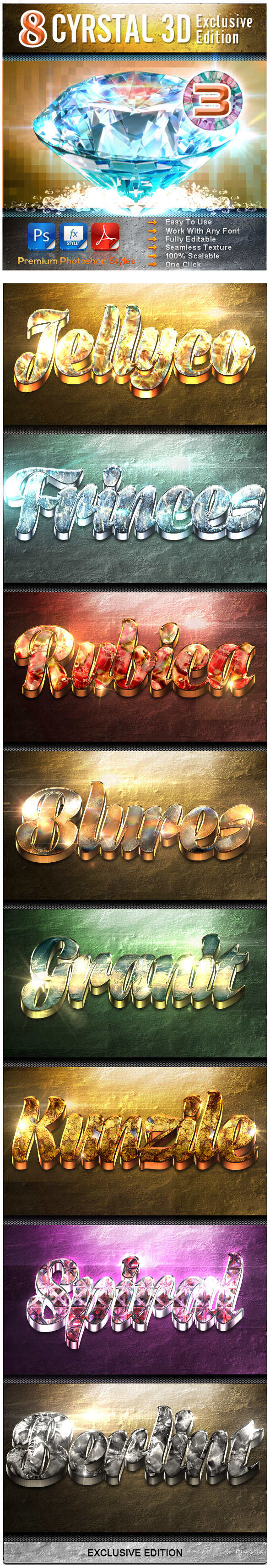 8 Crystal 3D Exclusive Edition Vol.3 - Text Effects Styles
