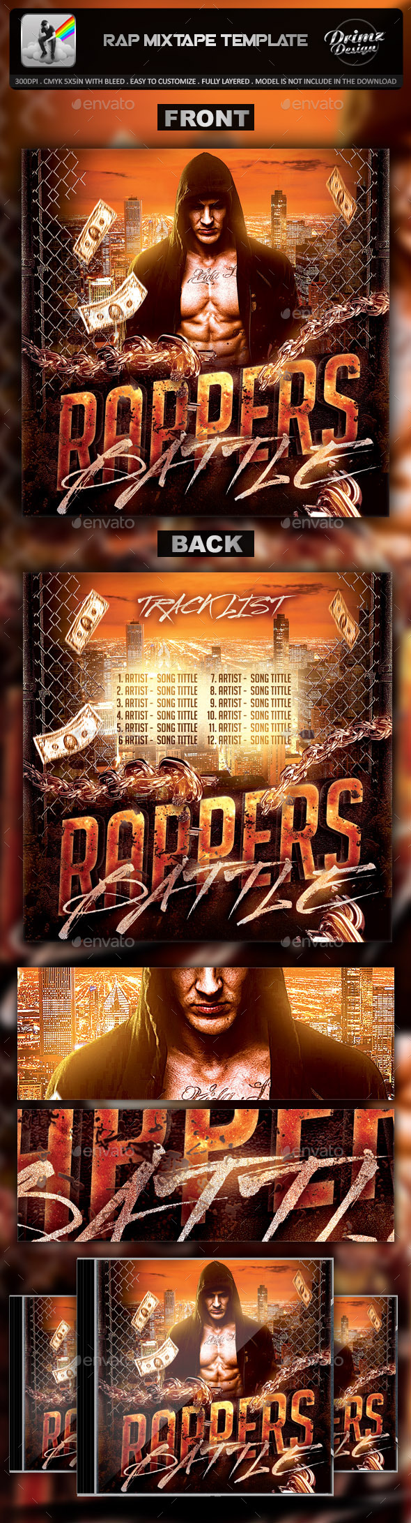 Rap Mixtape Template - CD & DVD Artwork Print Templates