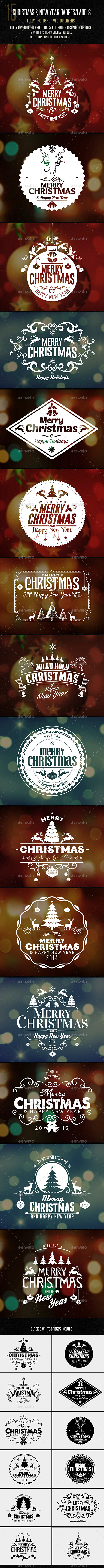 Christmas & New Year Badges/ Sticker - Badges & Stickers Web Elements