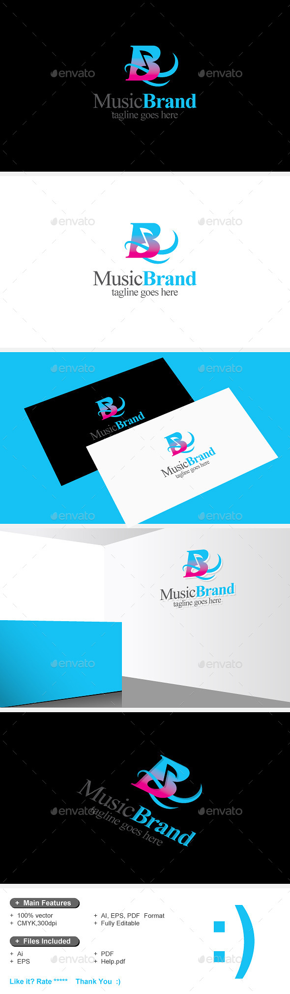 Note Audio& Music Brand Logo - Letters Logo Templates