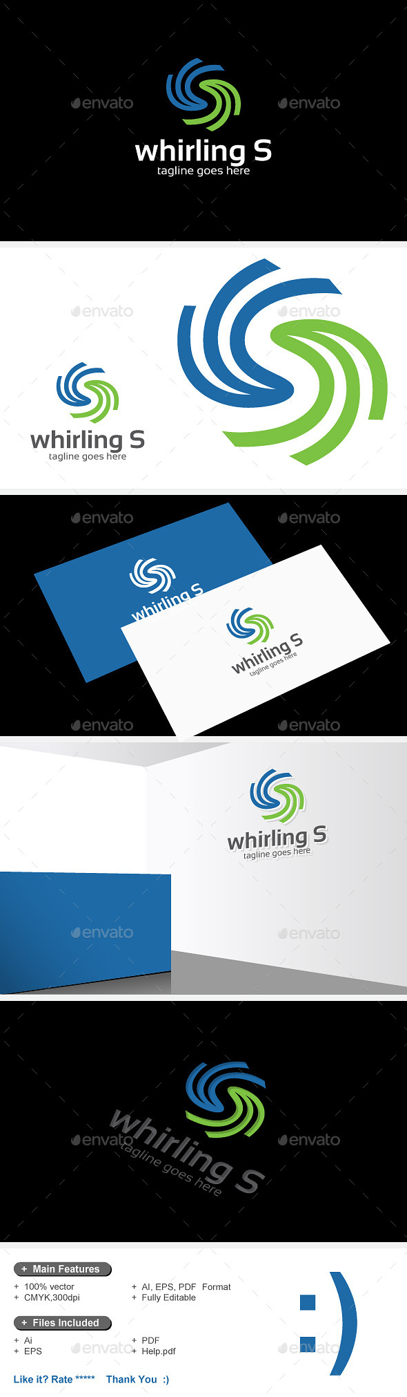 Whirling S Logo - Letters Logo Templates