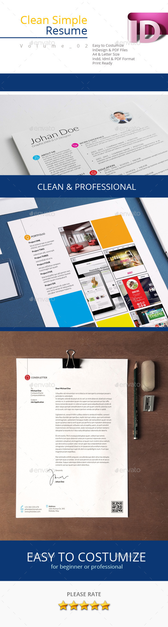 Clean Simple Resume V.02 - Resumes Stationery