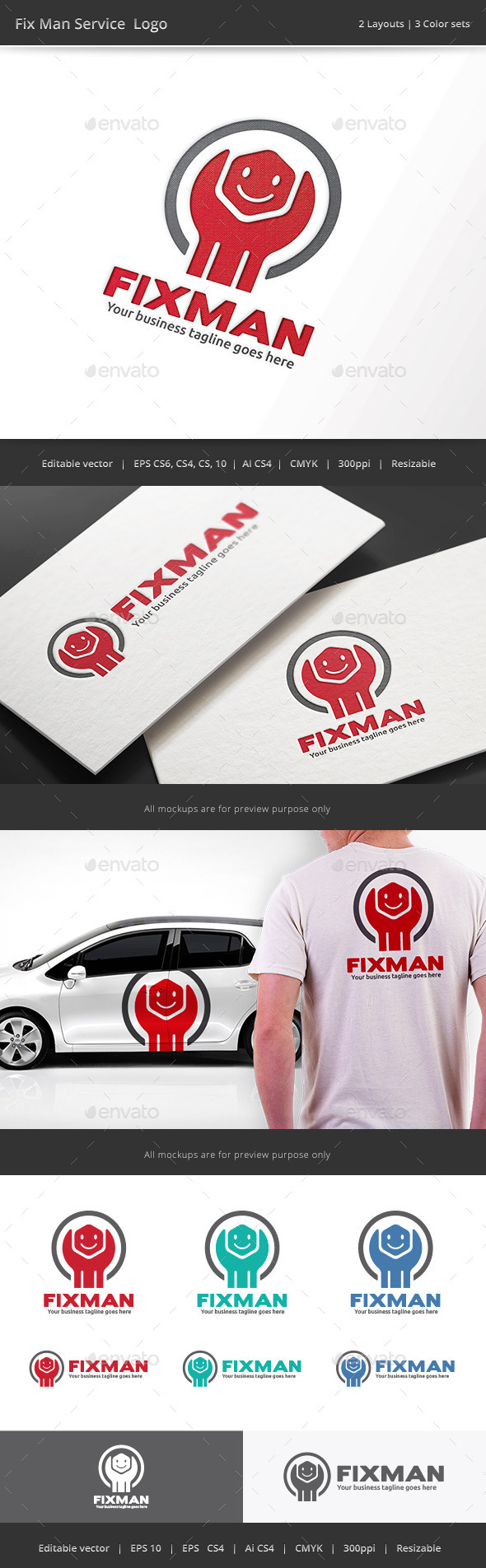 Fix Man Service Logo - Objects Logo Templates