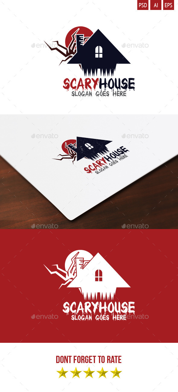 Scary House Logo - Buildings Logo Templates
