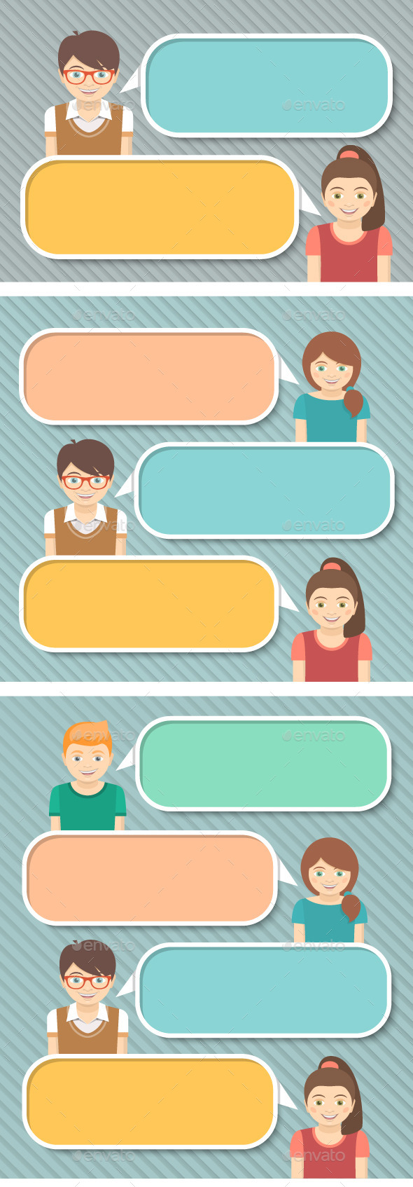 Kids with Speech Bubbles - Backgrounds Decorative
