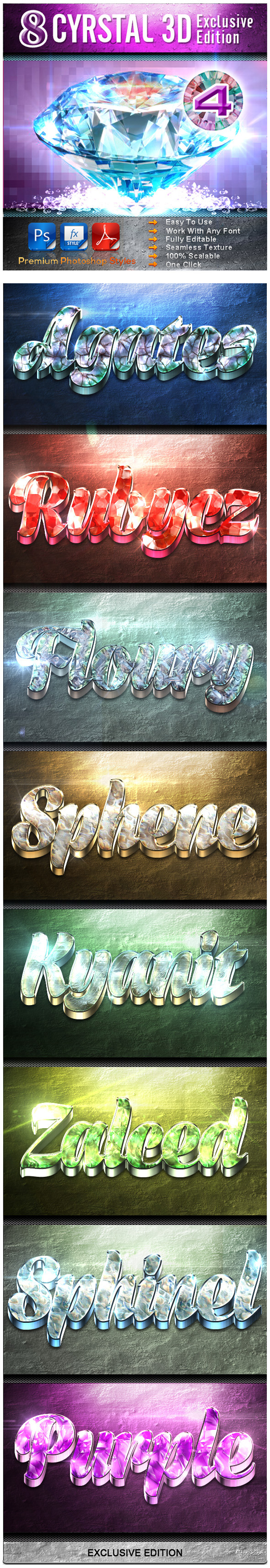 8 Cyrstal 3D Exclusive Edition Vol.4 - Text Effects Styles