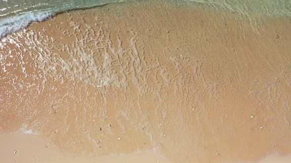 Aerial view sky of paradise bay beach time by blue ocean with white sandy background of a dayout nea alt