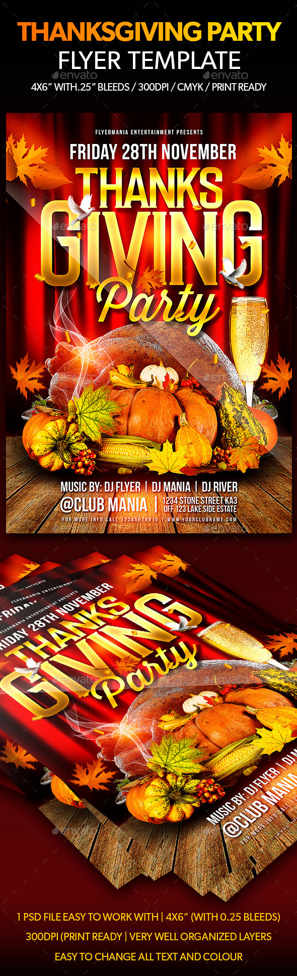 Thanksgiving Party Flyer Template - Flyers Print Templates