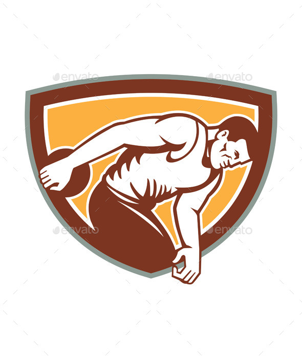 Discus Thrower Shield Retro - Sports/Activity Conceptual