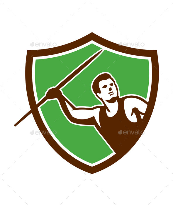 Javelin Throw Track and Field Athlete Shield - Sports/Activity Conceptual