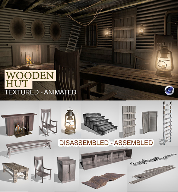 Wooden Hut Render - 3Docean 9412350