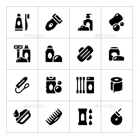 Set Icons of Hygiene - Man-made objects Objects