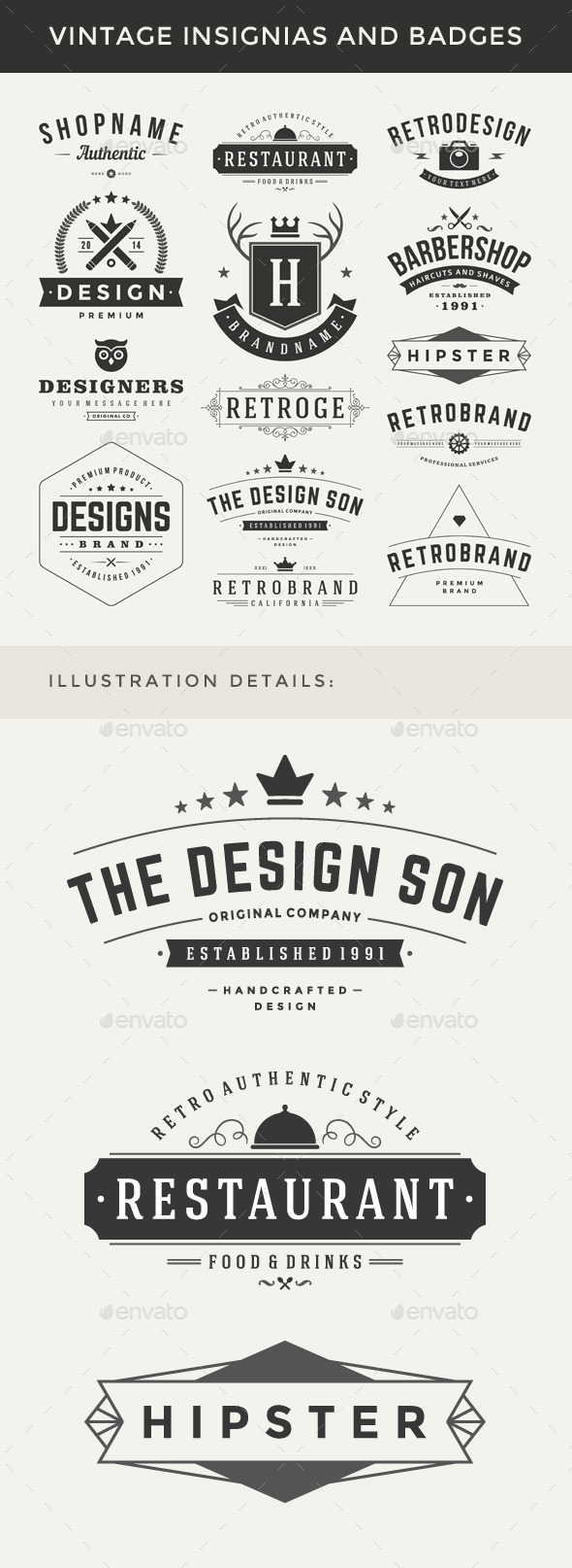 Retro Vector Insignias and Badges - Retro Technology