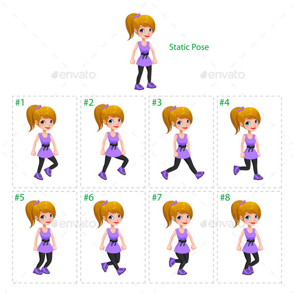 Animation of Girl Walking - People Characters