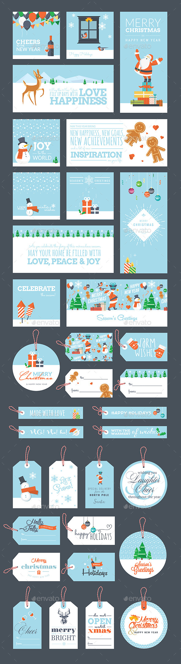 Christmas and New Year Greeting Cards and Tags - Seasons/Holidays Conceptual