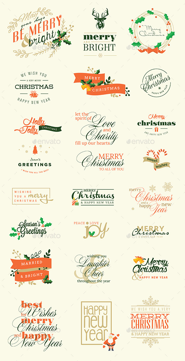 Set of Christmas and New Year Signs - Seasons/Holidays Conceptual