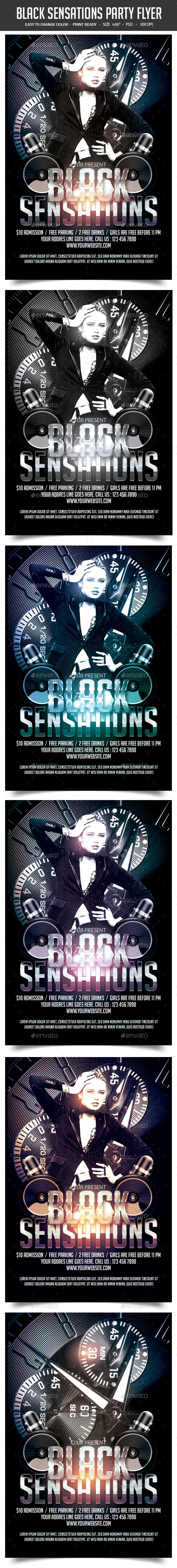 Black Sensations Party Flyer - Clubs & Parties Events