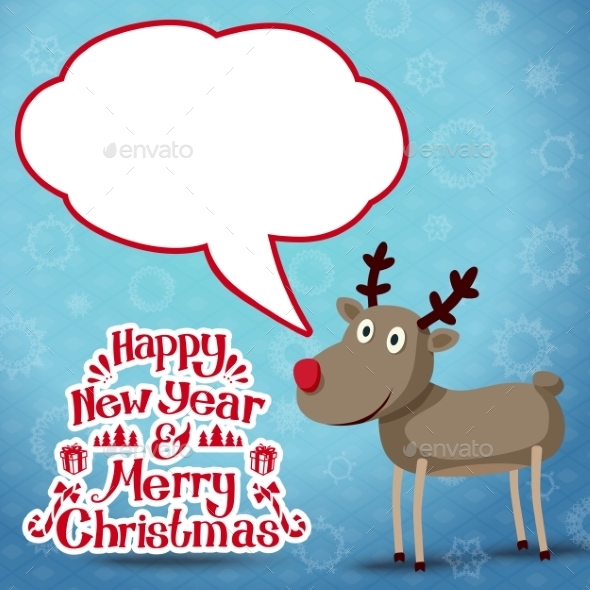 Reindeer with Speech Bubble - Christmas Seasons/Holidays