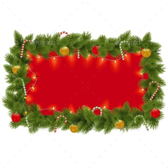 Fir Frame with Garland - Christmas Seasons/Holidays