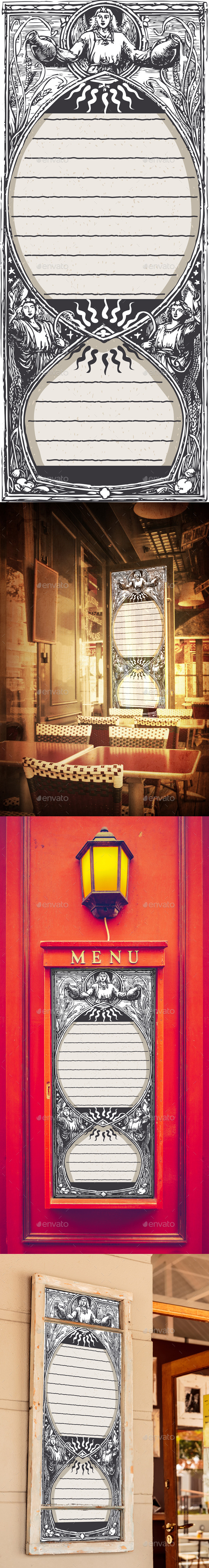 Vintage Menu with Angels - Decorative Vectors
