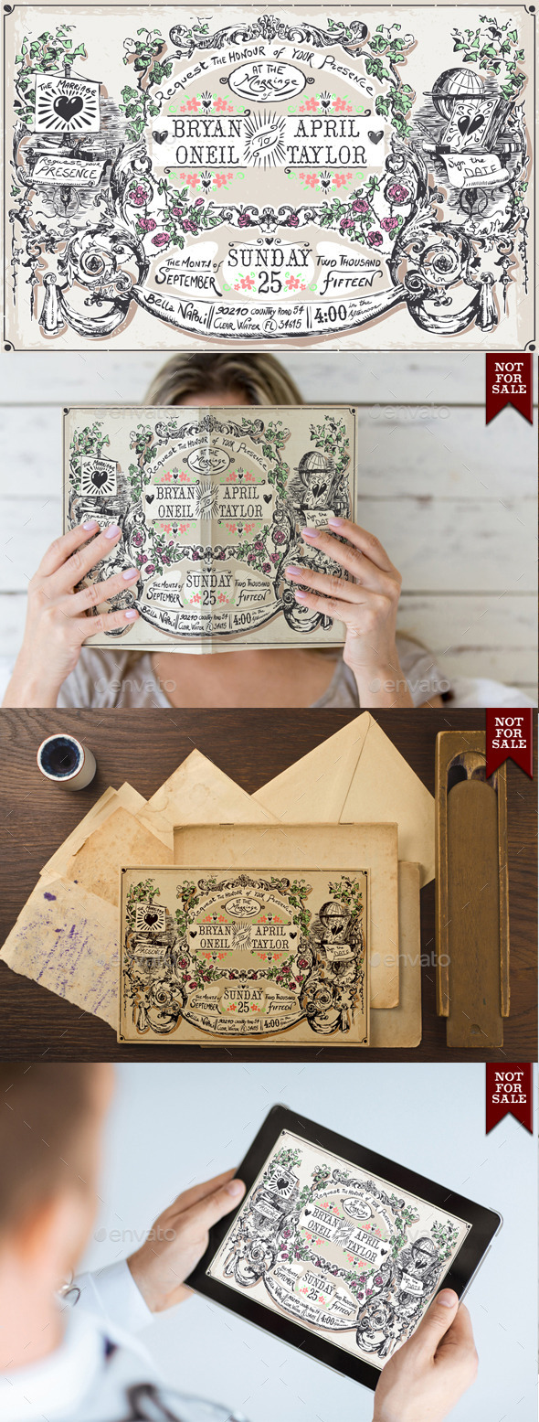 Vintage Wedding Hand Drawn Banners and Labels - Weddings Seasons/Holidays