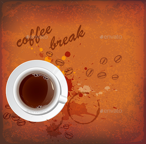 Vintage Background with Cup of Coffee - Food Objects