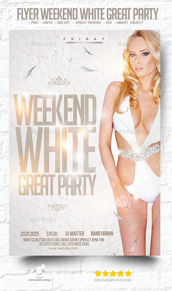 Flyer Weekend White Great Party - Clubs & Parties Events