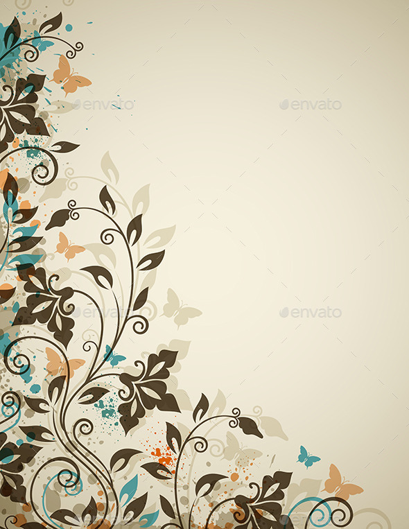 Decorative Vintage Background with Flowers - Backgrounds Decorative