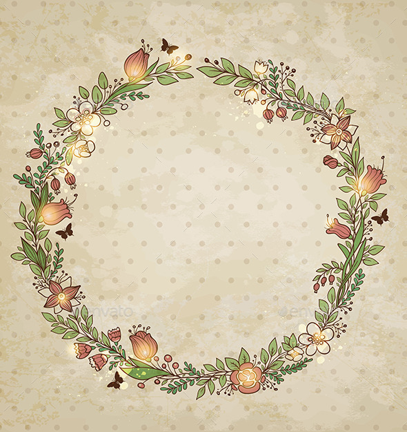 Decorative Hand Drawn Floral Frame - Flowers & Plants Nature