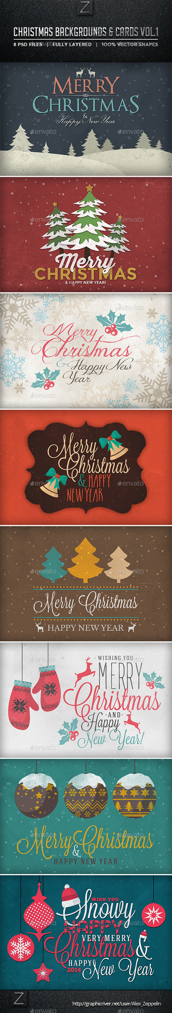 Christmas Backgrounds and Cards Vol.1 - Backgrounds Graphics