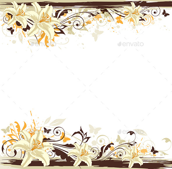 Decorative Background with White Lily - Flowers & Plants Nature