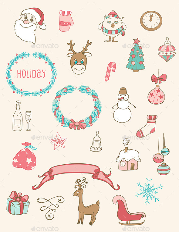Christmas Doodle Desing Elements - Christmas Seasons/Holidays
