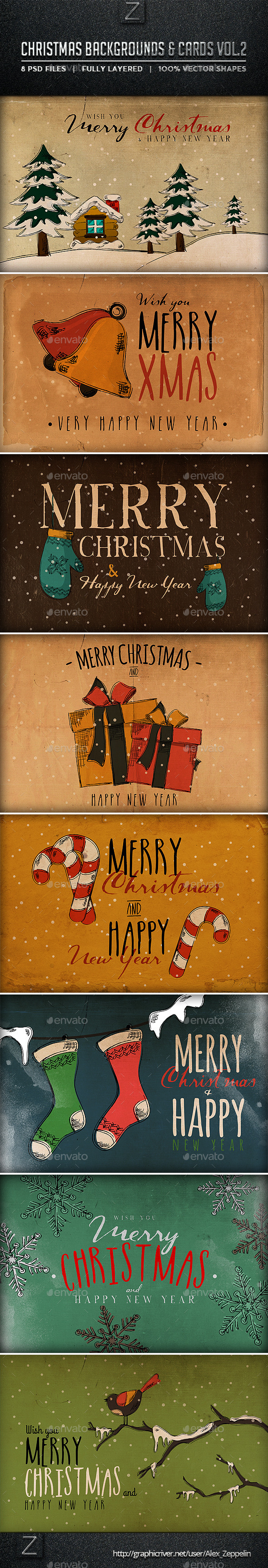 Christmas Backgrounds and Cards Vol.2 - Backgrounds Graphics