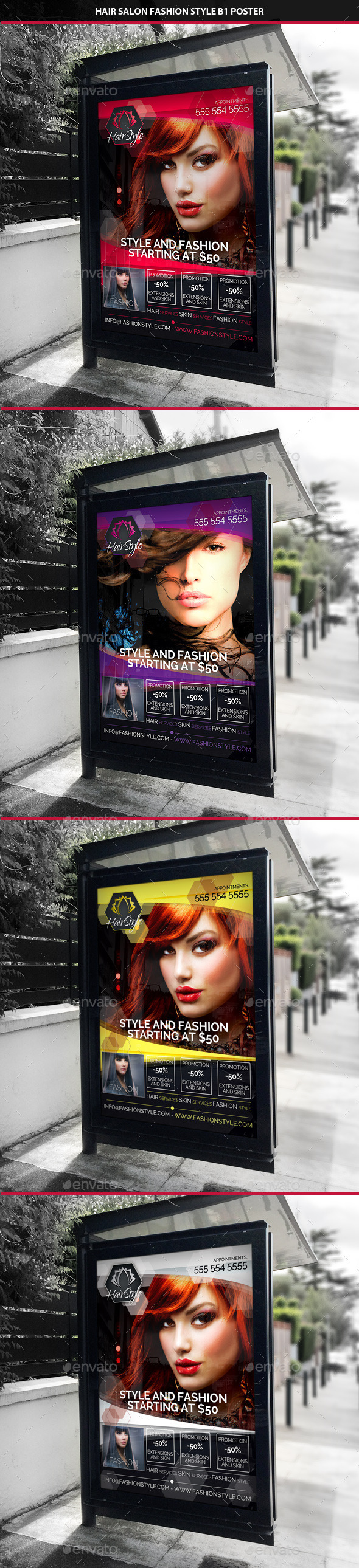 Hair Salon Fashion Style B1 Signage Poster - Signage Print Templates