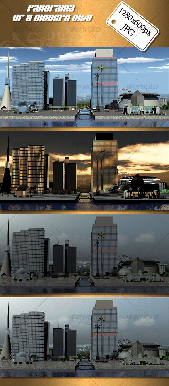 Panorama of Modern City - 3D Backgrounds