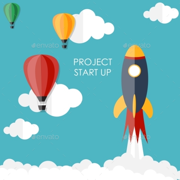 Quick Start Up Flat Concept - Web Technology