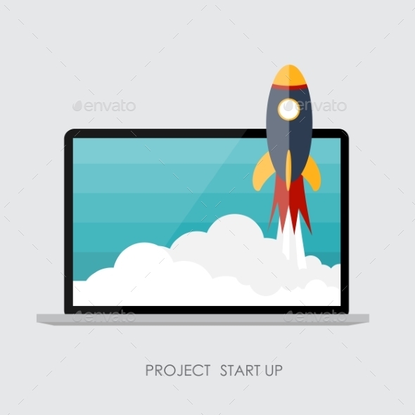 Quick Start Up Flat Concept - Web Technology