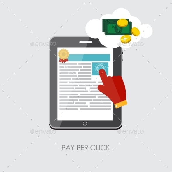 Pay Per Click Flat Concept for Web Marketing - Web Technology