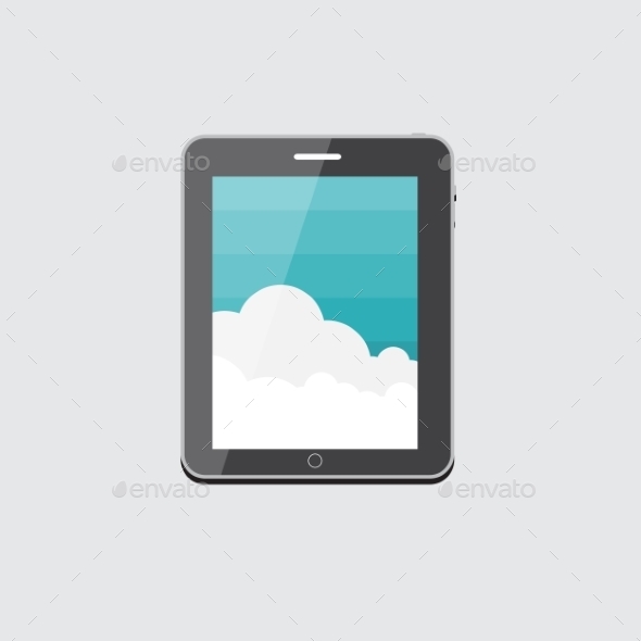 Flat Computer Tablet Concept Vector Illustration - Web Technology
