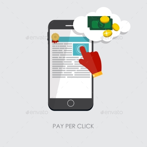 Pay Per Click Flat Concept for Web Marketing - Web Technology