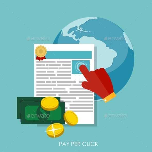 Pay Per Click Flat Concept for Web Marketing - Web Technology