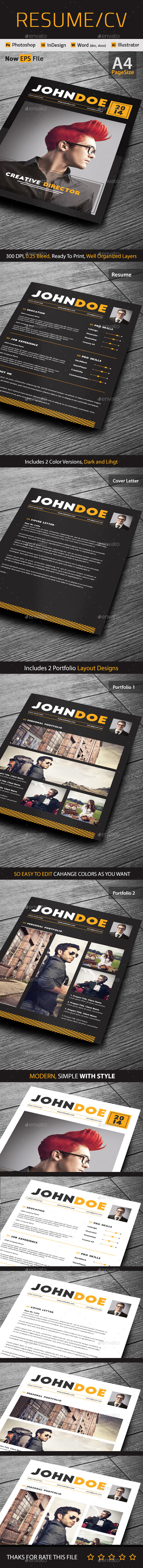 Modern Resume Cv 0.4 - Resumes Stationery