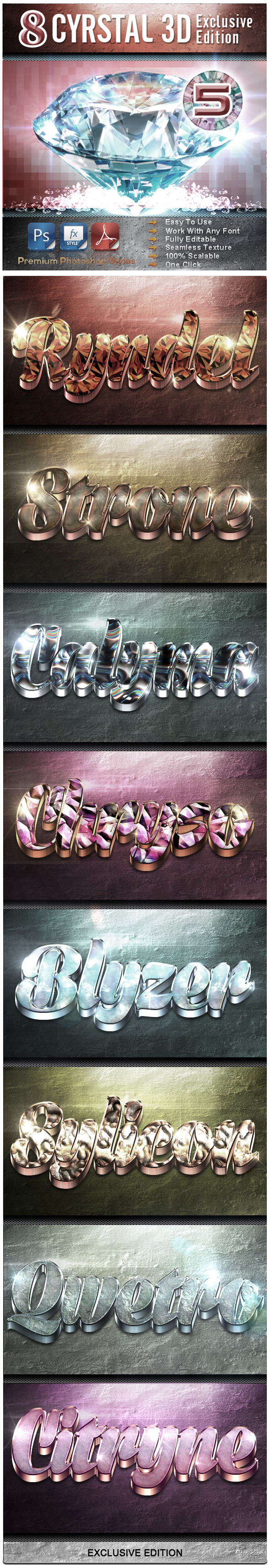 8 Crystal 3D Exclusive Edition Vol.5 - Text Effects Styles