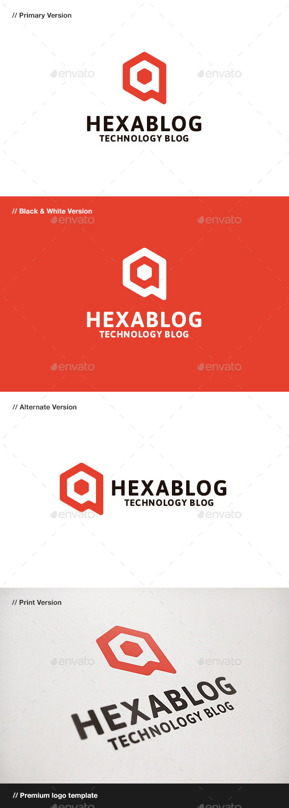 Hexablog - Hexagon & Blog Logo - Symbols Logo Templates