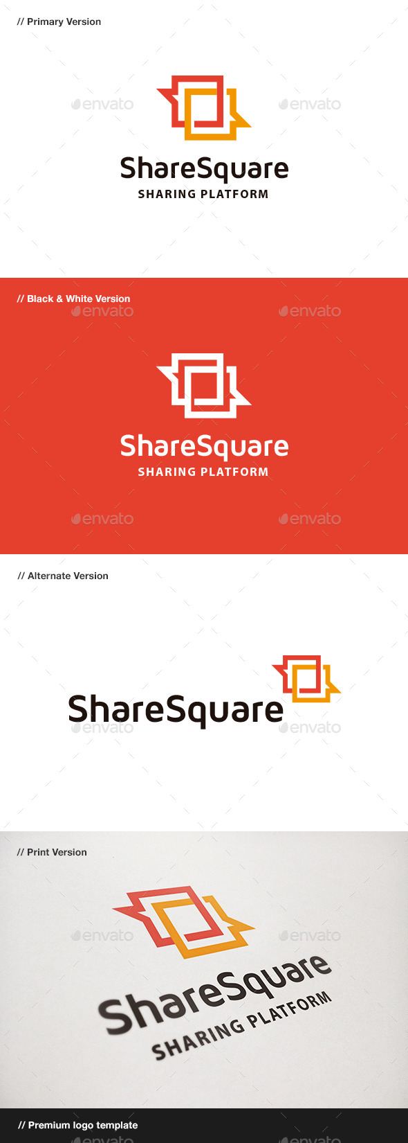 Share Square - Blog & Chat Logo - Symbols Logo Templates